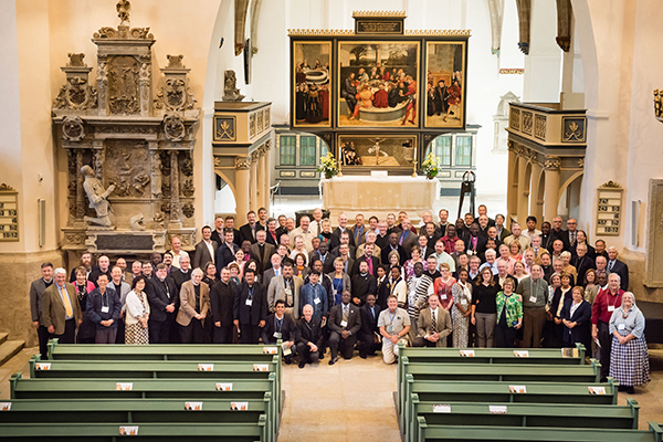 International representatives from Lutheran churches around the globe gather and worship at the historic St. Mary’s church in Wittenberg, May 6. Church leaders from 41 countries representing 23 million Lutherans are in Wittenberg for the Conference on Confessional Leadership in the 21st Century, May 6-7. (LCMS Communications/Erik M. Lunsford)  